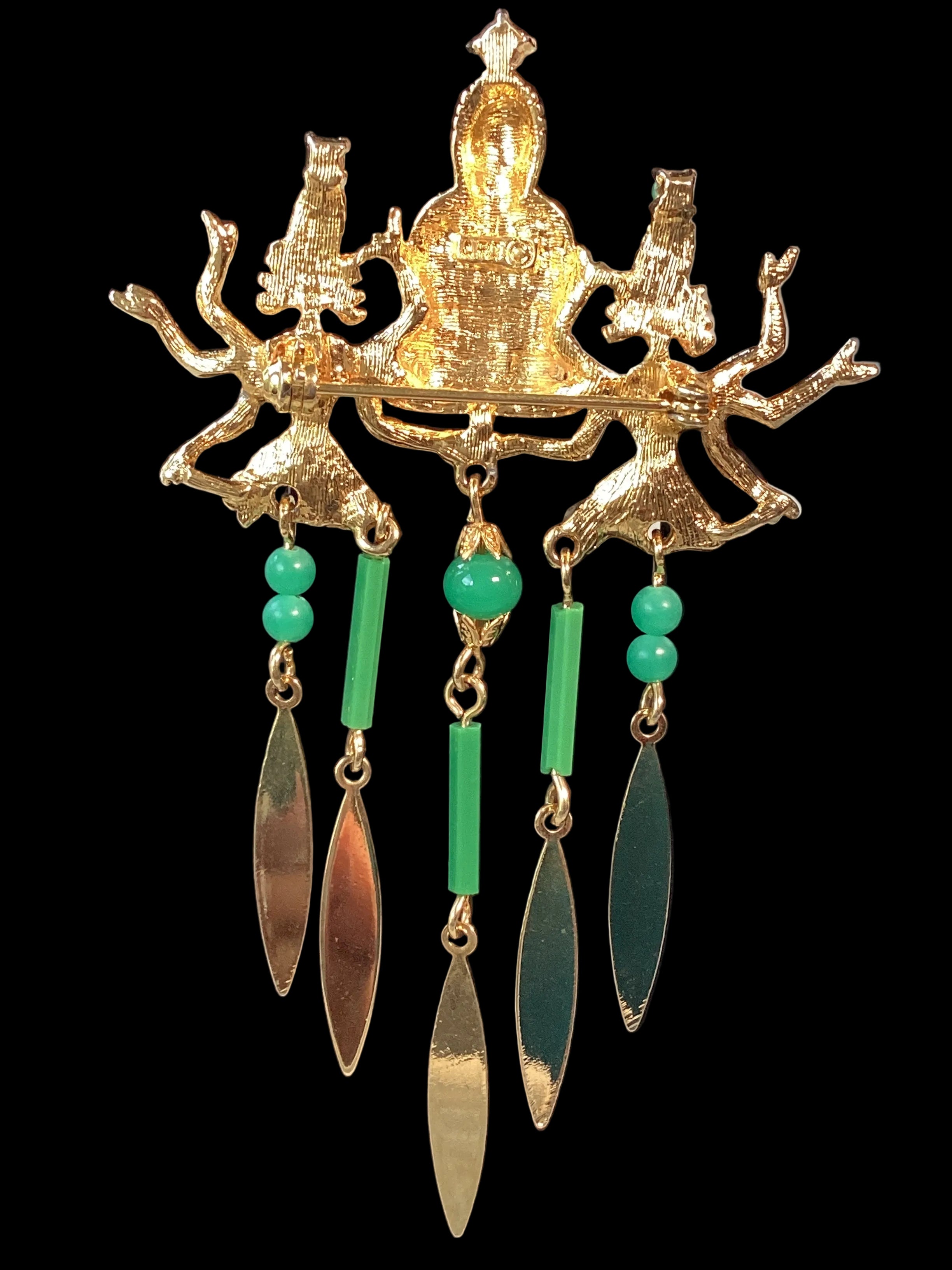 Vintage Arthur Pepper Buddha Brooch & Earring Set