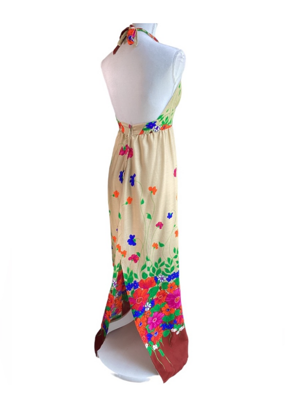 1970's Florescent Floral Maxi Halter
Dress B19