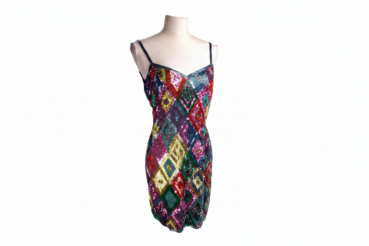 Oleg Cassini Black Tie 1992 Neiman Marcus Sequin Dress *New with Tag*