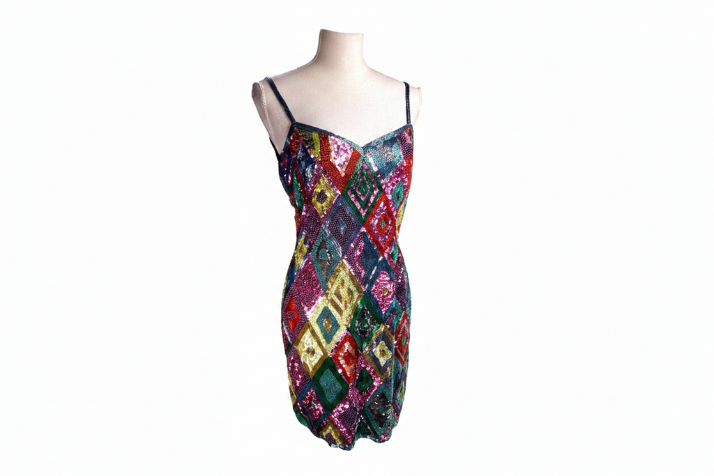 Oleg Cassini Black Tie 1992 Neiman Marcus Sequin Dress *New with Tag*