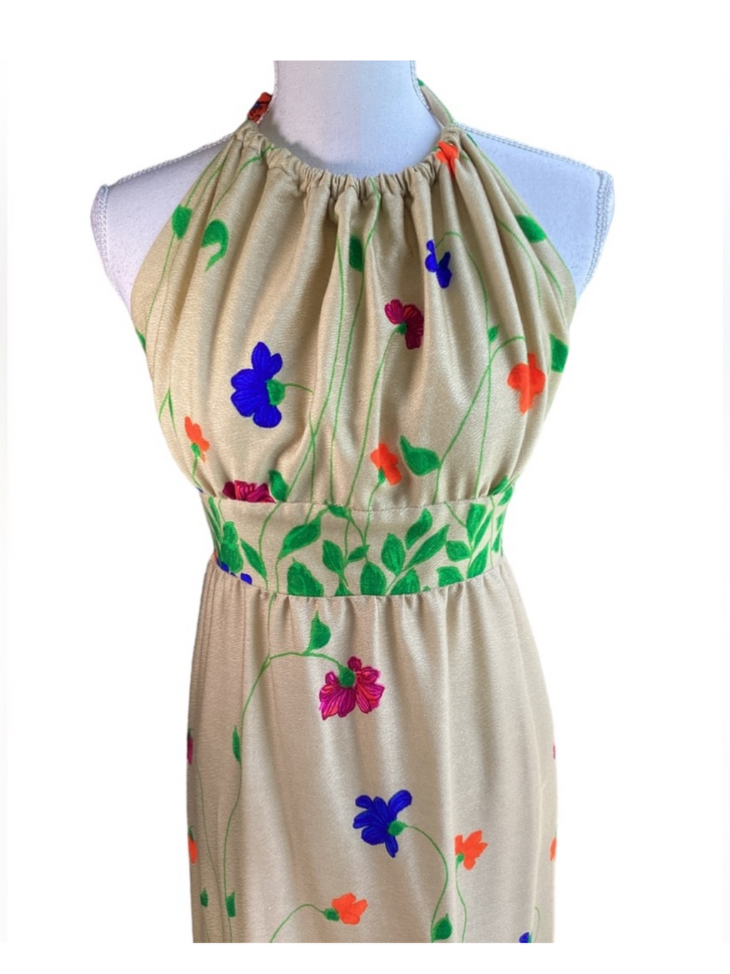 1970's Florescent Floral Maxi Halter
Dress B19