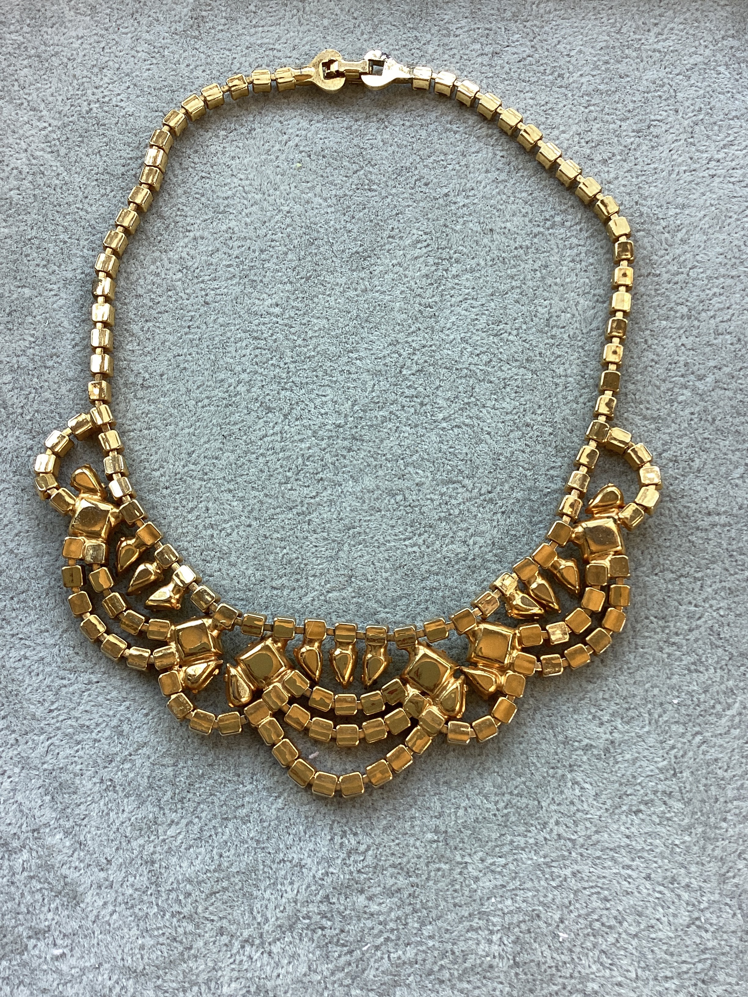 Vintage 1950s CORO Signed Rhinestone Parure Set - Amber Gold-Citrine. Necklace, Bracelet, Clip-on Earrings