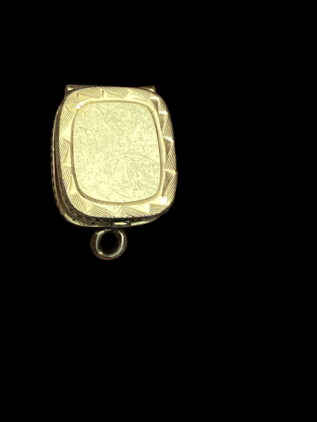 Antique SKM & Co. Gold-Filled Rounded-Square Engraved Locket with Original Celluloid Cover