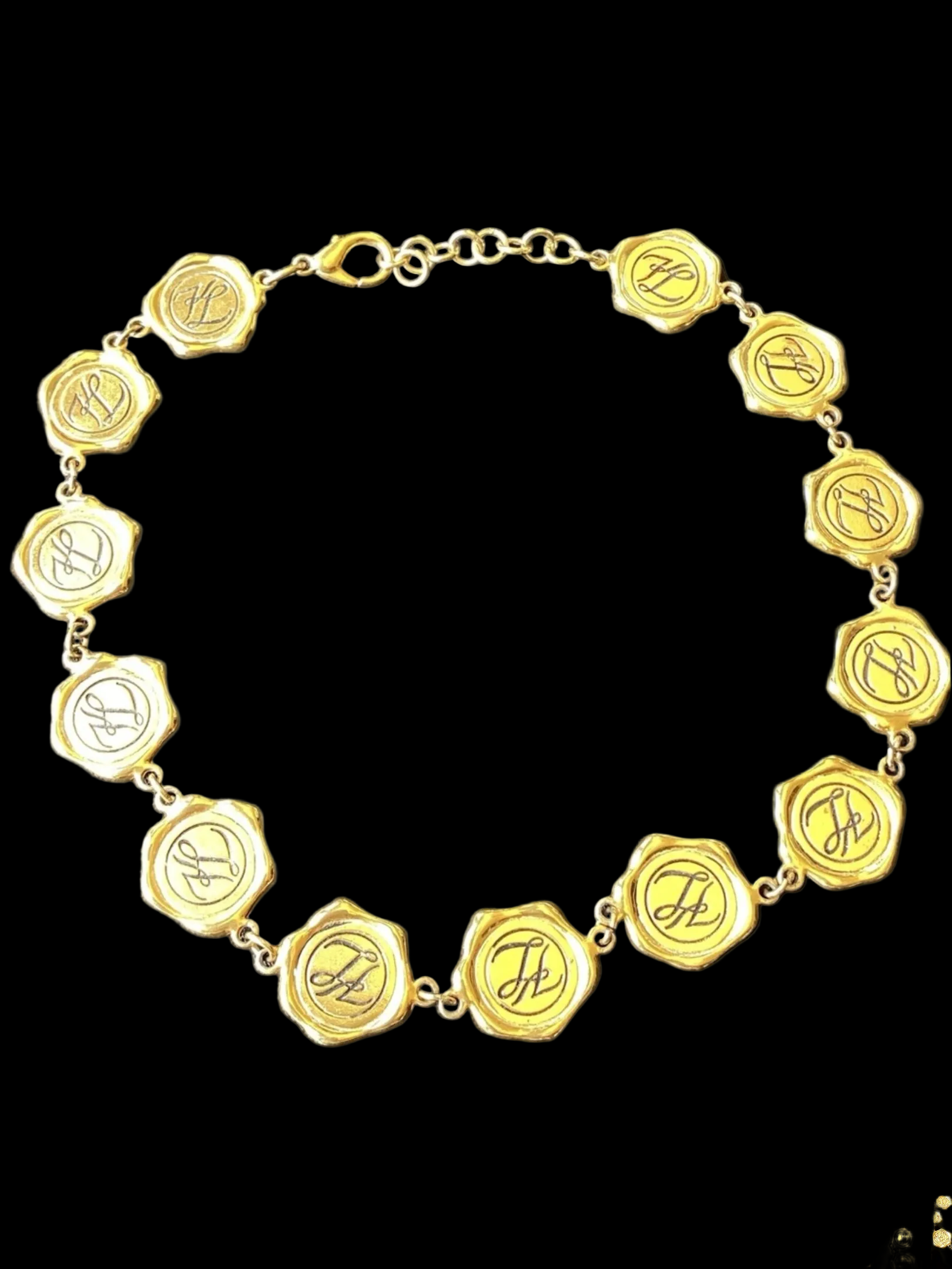 Vintage Karl Lagerfeld Wax Seal Coin
Reversible Necklace