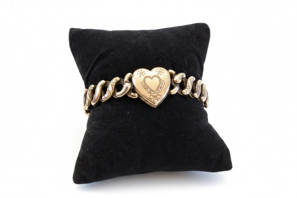 Authentic WW2 American Queen    Pitman & Keeler Sterling Base Gold Filled, Stretch Bracelet