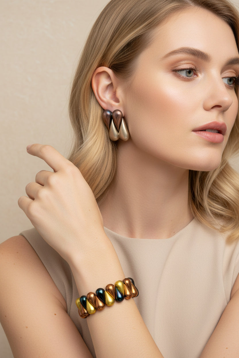 Circa 1980 Yves Saint Laurent Earring & Bracelet Set