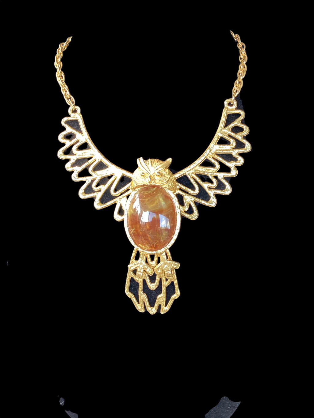 1960 Kenneth Lane Articulated Owl Necklace