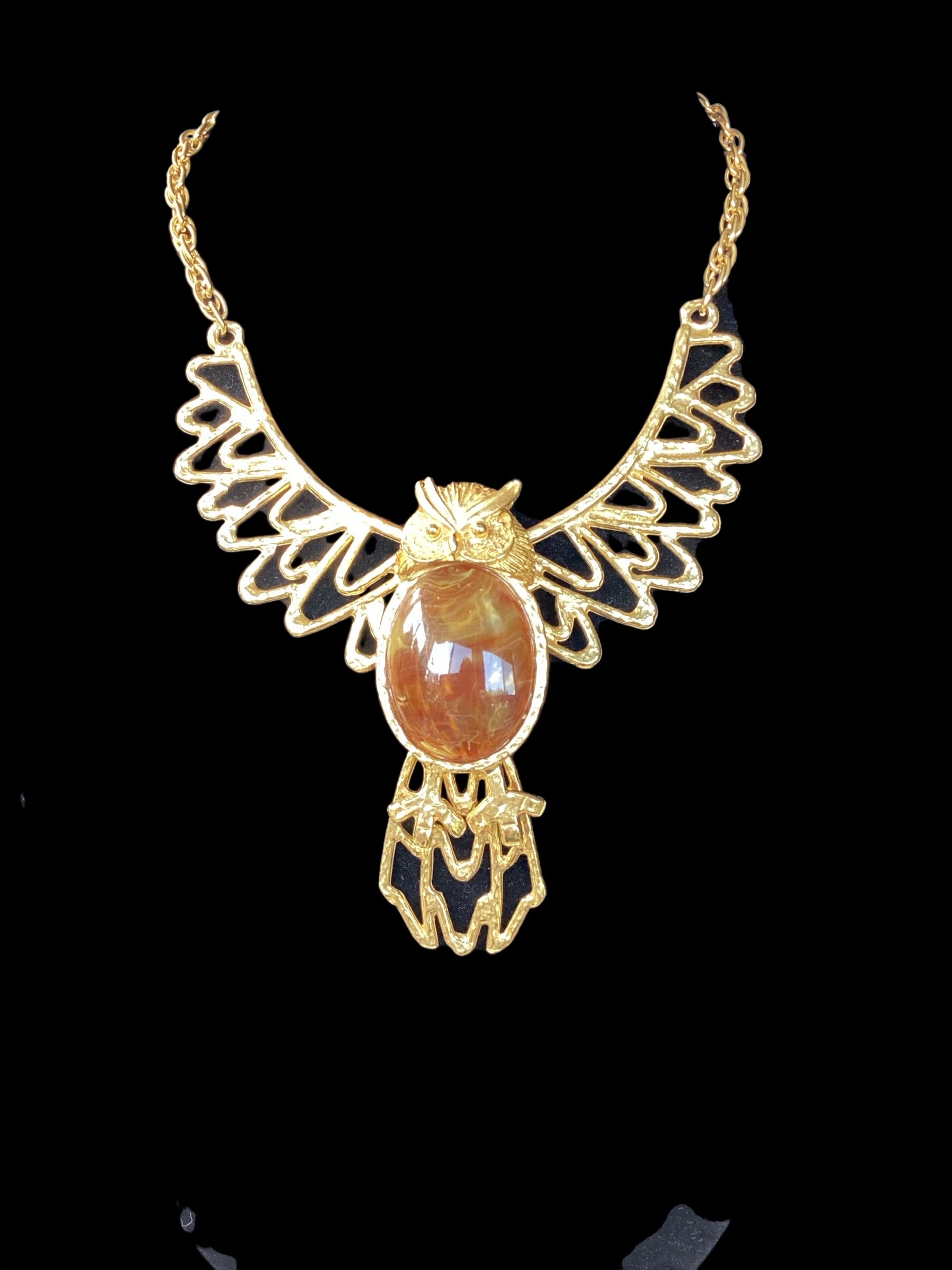 1960 Kenneth Lane Articulated Owl Necklace