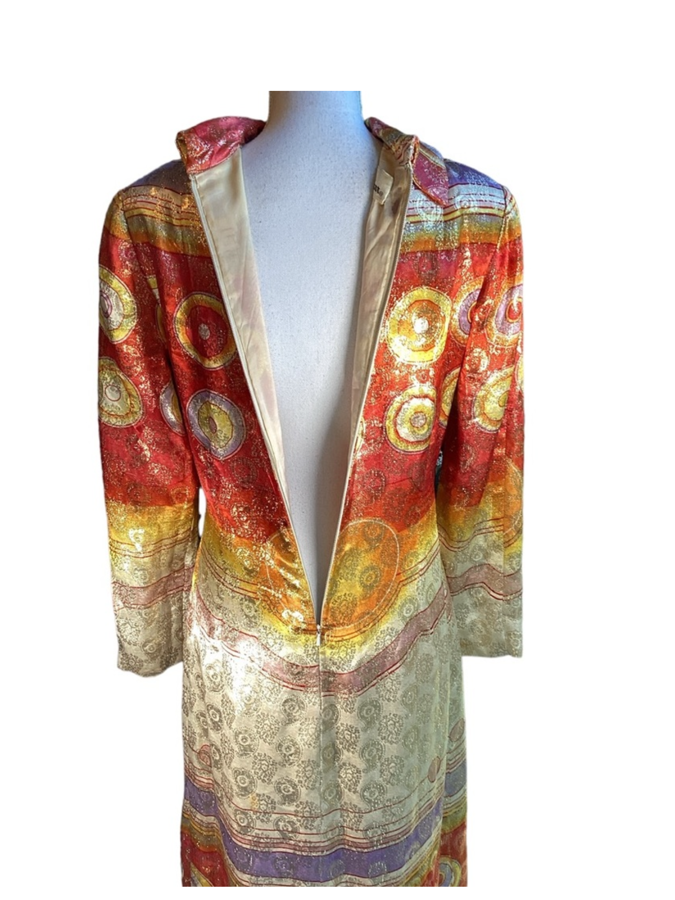 1960s Elinor Simmons for Malcolm Starr Metallic Long Sleeve Dress