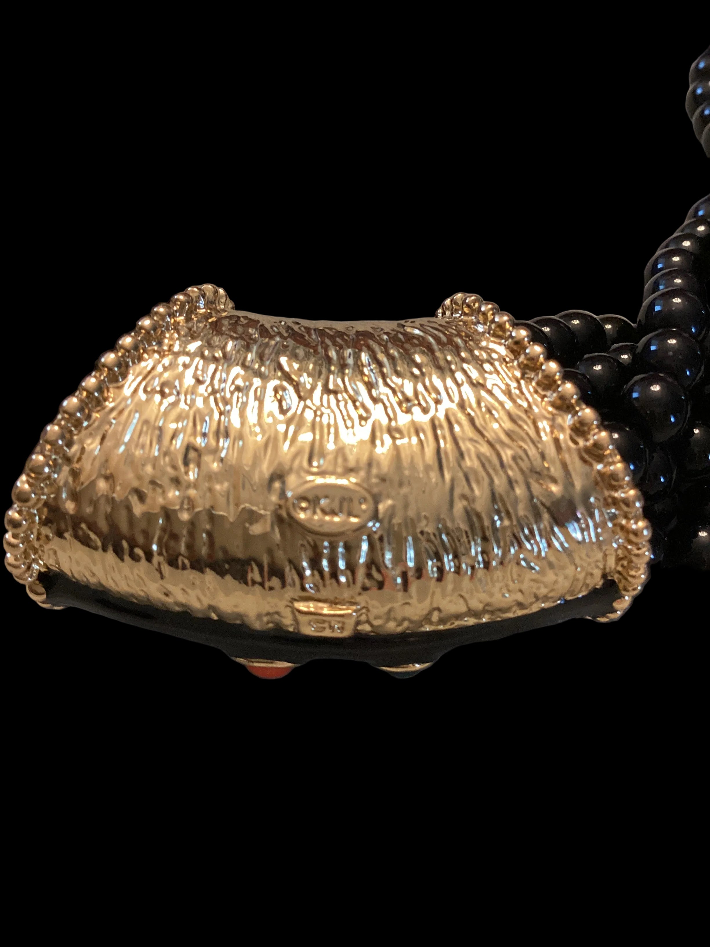 Circa 1980’s Kenneth Jay Lane KJL Multi-Strand Multi-Color Cabochon Black Enamel Necklace & Bangle Set