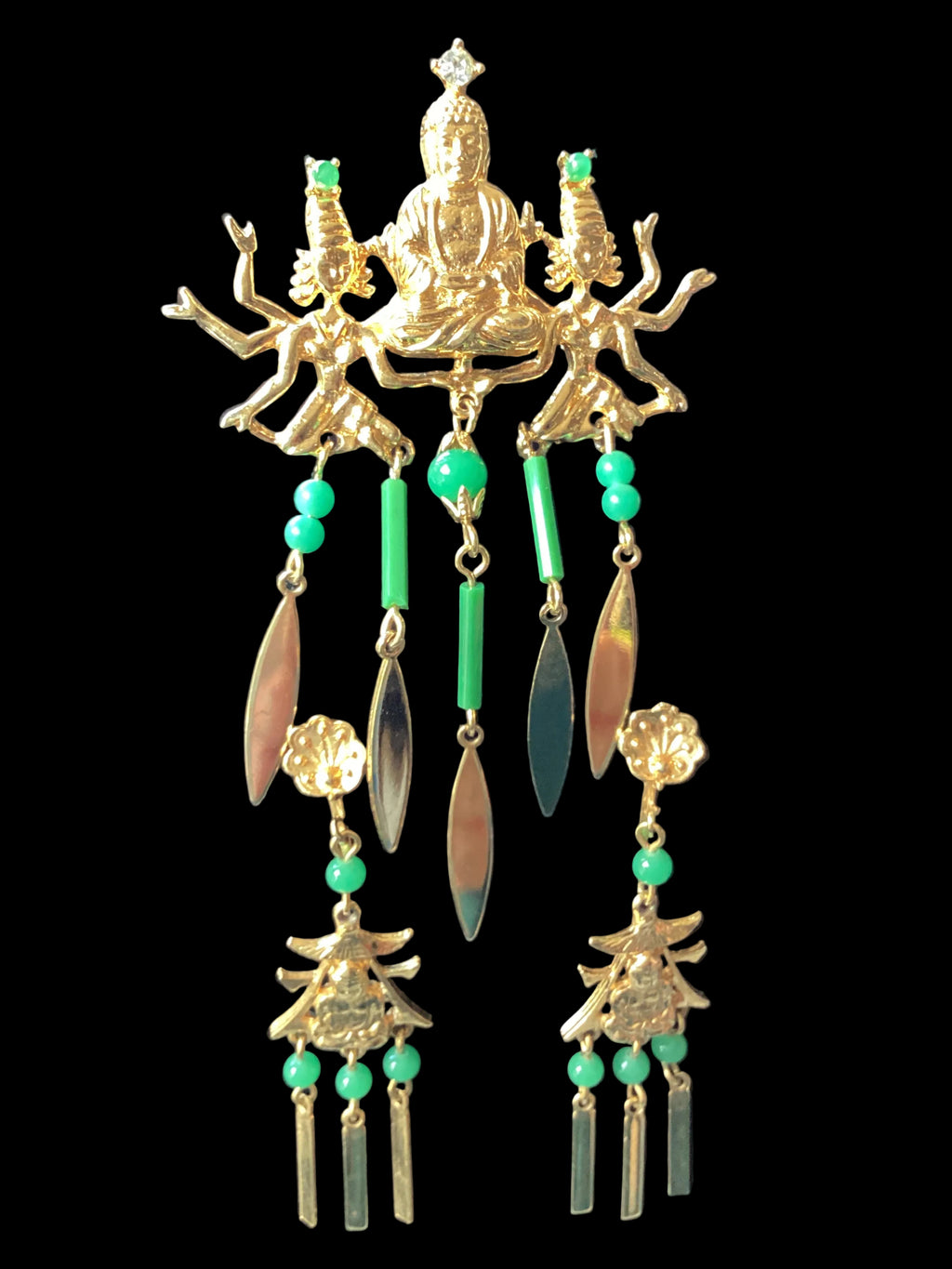 Vintage Arthur Pepper Buddha Brooch & Earring Set