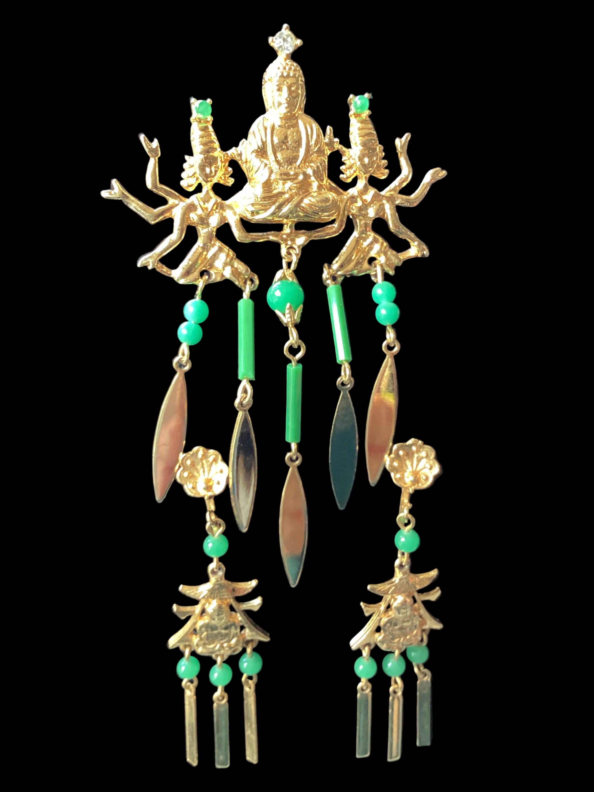 Vintage Arthur Pepper Buddha Brooch & Earring Set