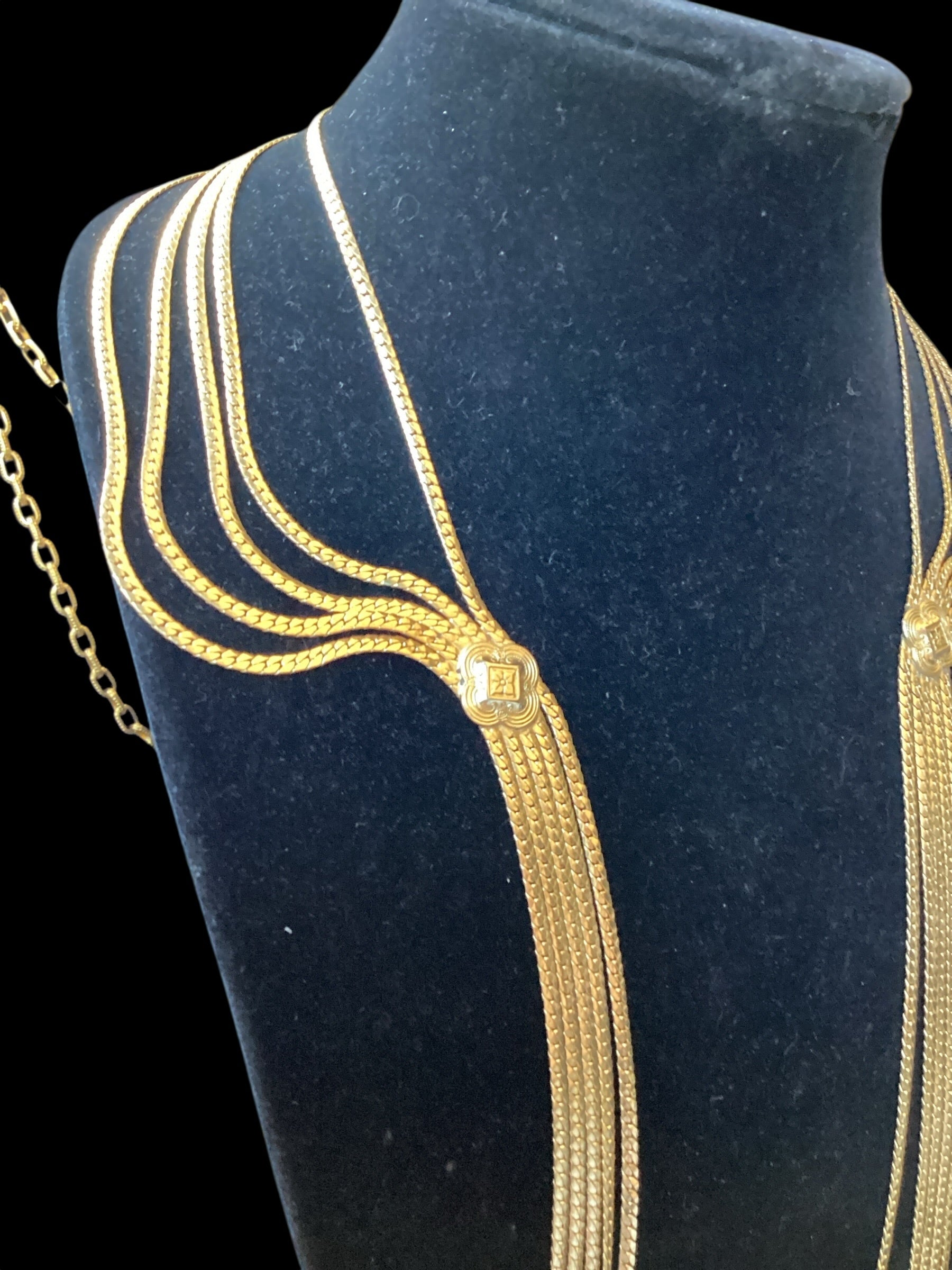 Christian Dior Vintage Five Strands Plum Blossom Swag Chain Long Necklace/Belt