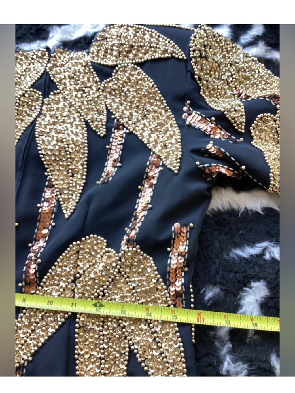 Vintage 1980’s Black & Gold Beaded Bamboo Design Cocktail Dress