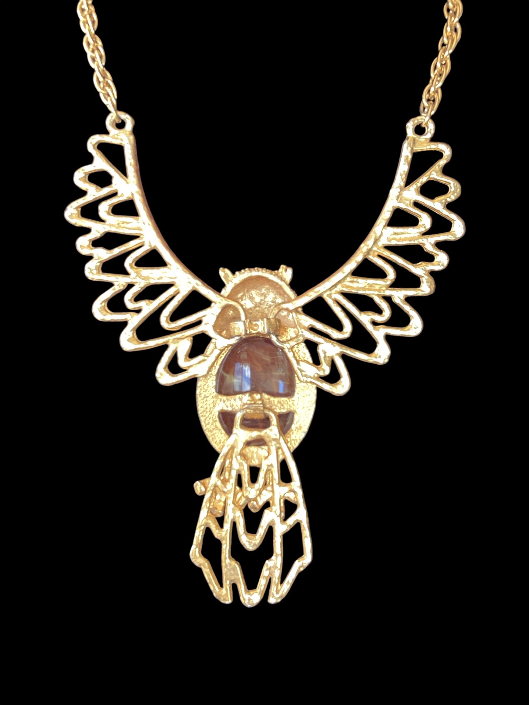 1960 Kenneth Lane Articulated Owl Necklace