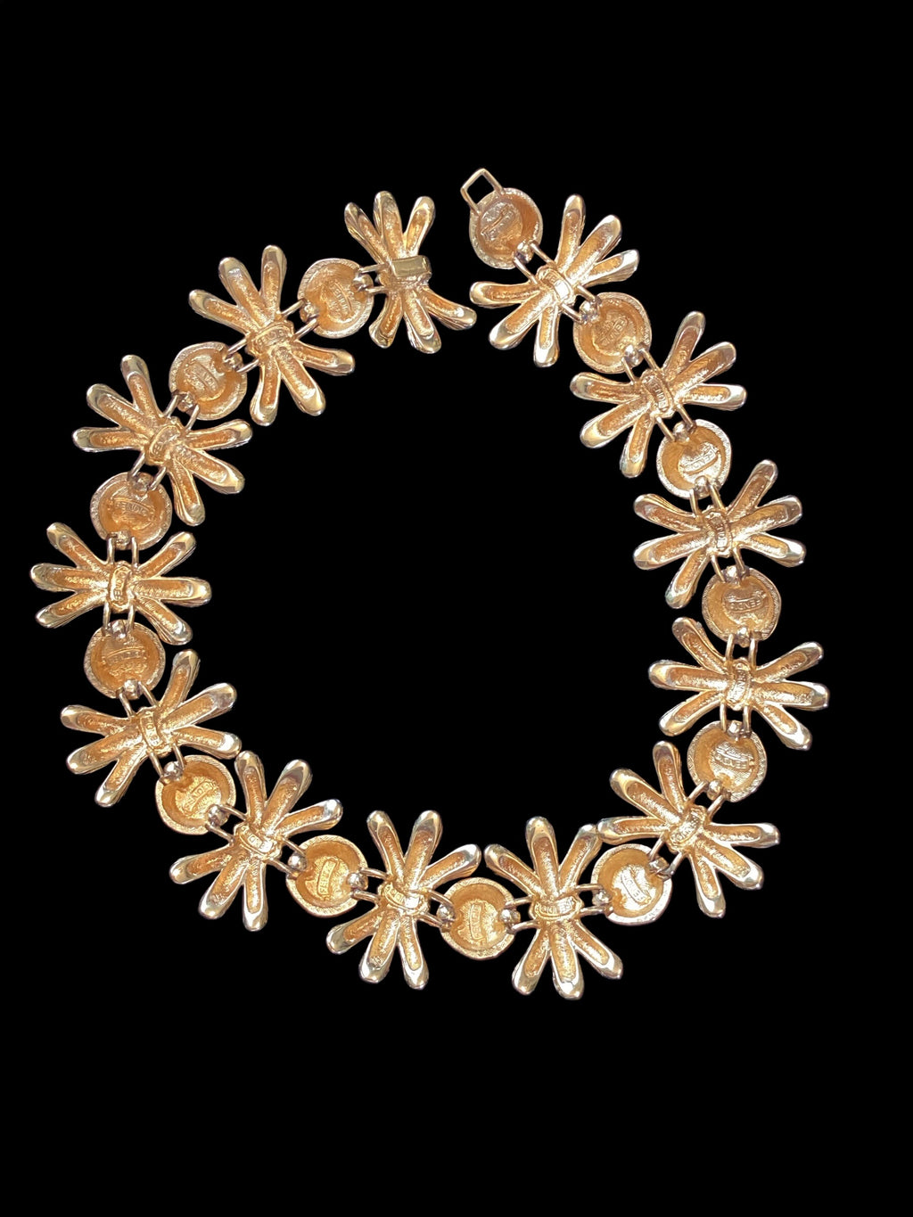 Vintage Fendi Gold-Plated Black Enamel Collar Necklace and Earring Parure