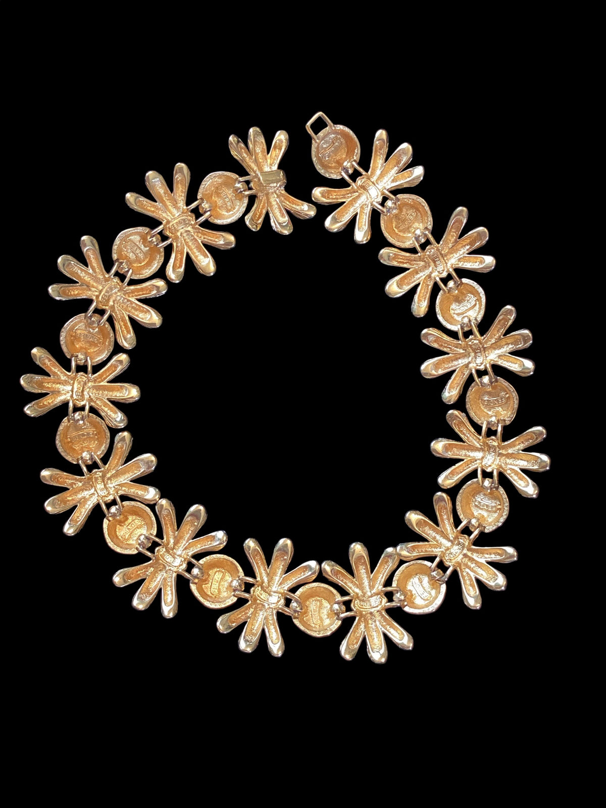 Vintage Fendi Gold-Plated Black Enamel Collar Necklace and Earring Parure
