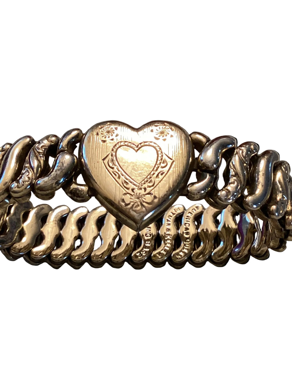 Authentic WW2 American Queen    Pitman & Keeler Sterling Base Gold Filled, Stretch Bracelet