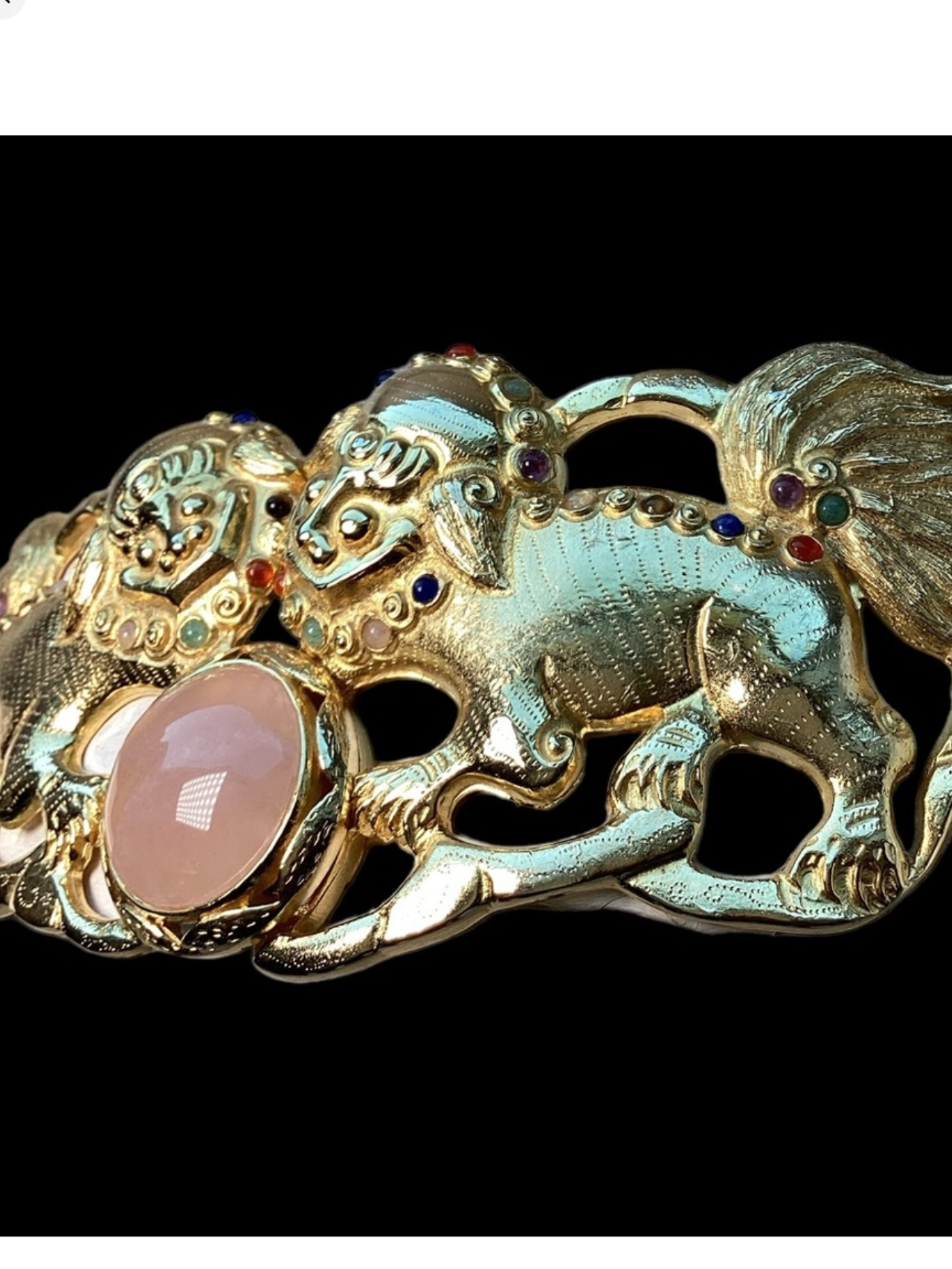 Vintage 1980's Judith Lieber Foo Dogs Python
& Gemstone Belt