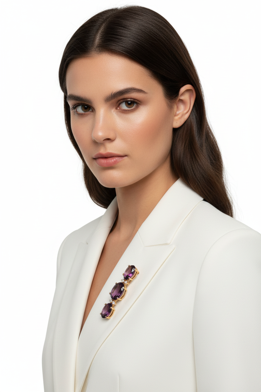 Christian Dior 1980’s Amethyst Bar Brooch