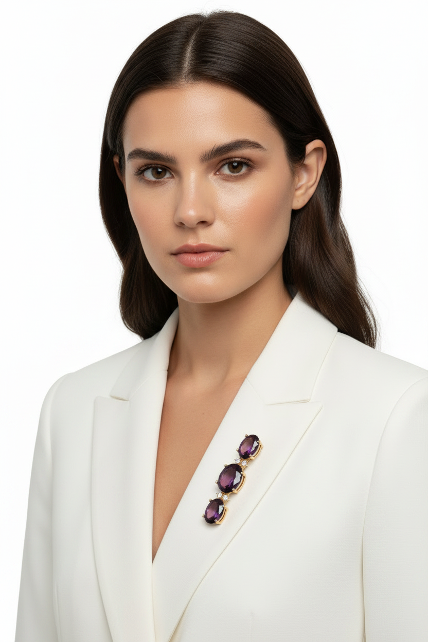Christian Dior 1980’s Amethyst Bar Brooch