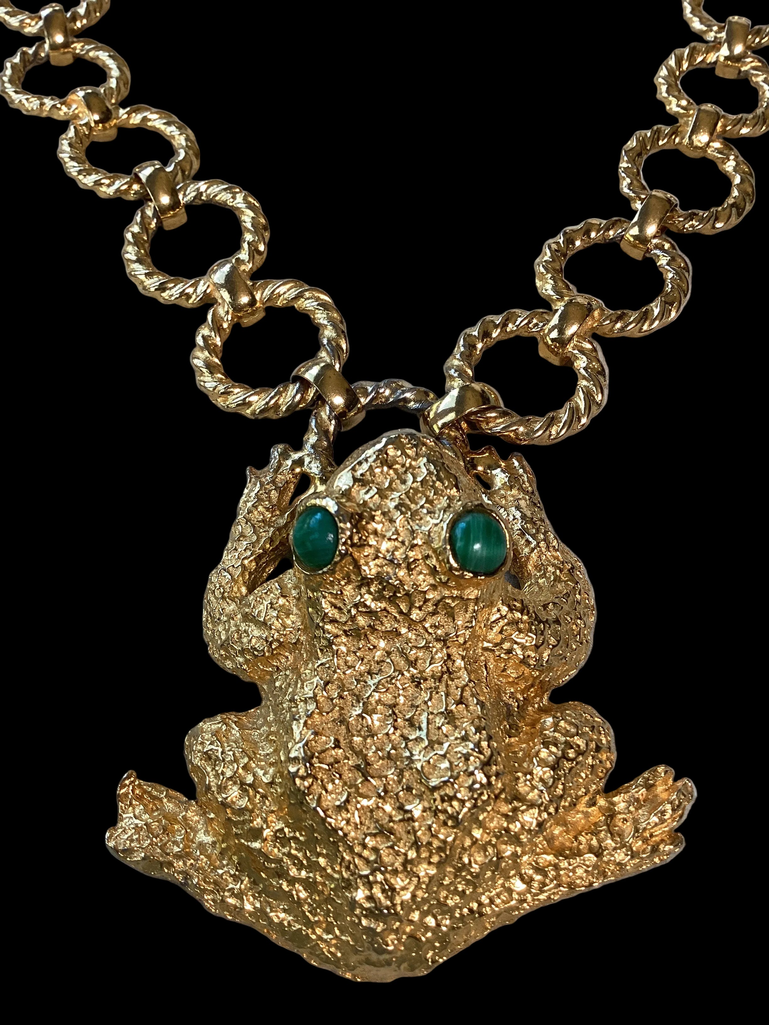 1971 Princess Mimi di Niscemi Frog Pendant Necklace