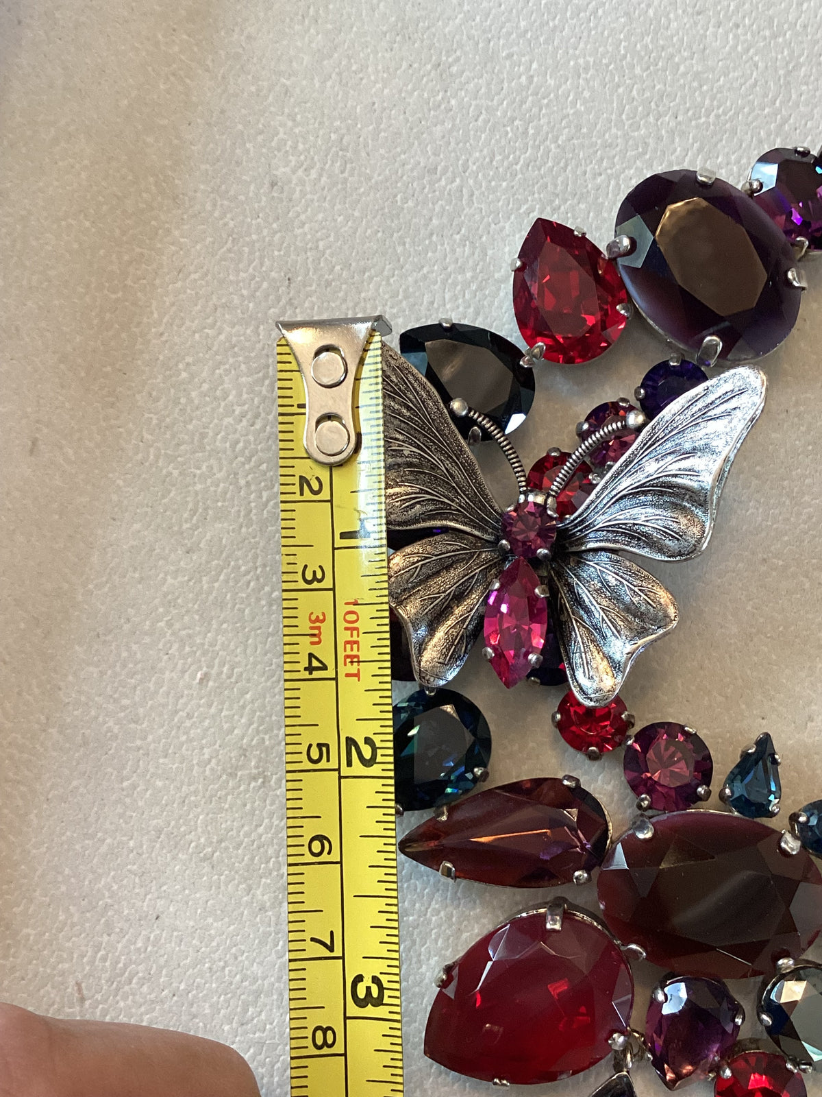 Signed Philippe Ferrandis Paris, Couture Jewel Tone Butterfly Necklace & Earrings Set