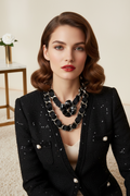 CHANEL Black & Silver Camilla Necklace