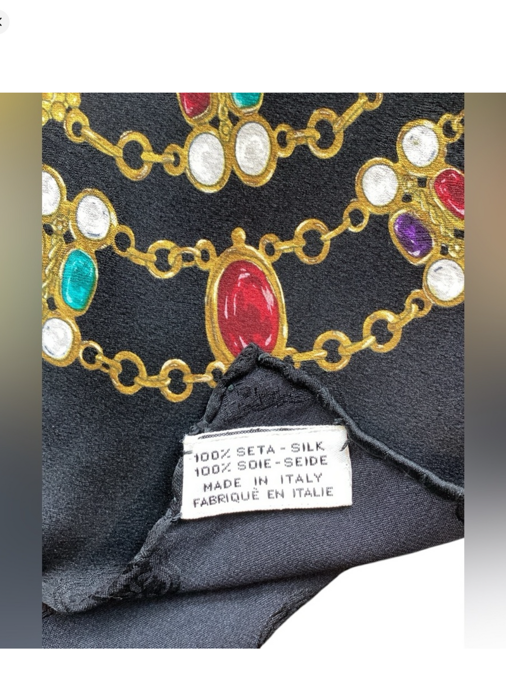 CHANEL Black & Gripoix Silk Scarf Circa 1980