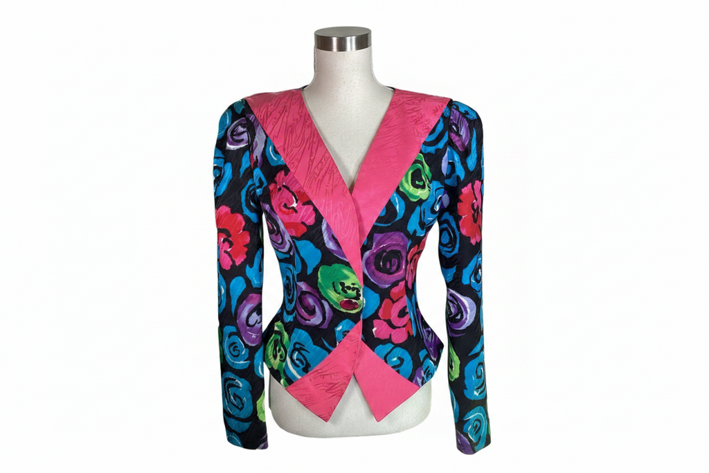 1980's Silk Abstract Floral Blazer