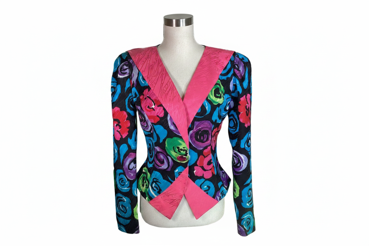 1980's Silk Abstract Floral Blazer
