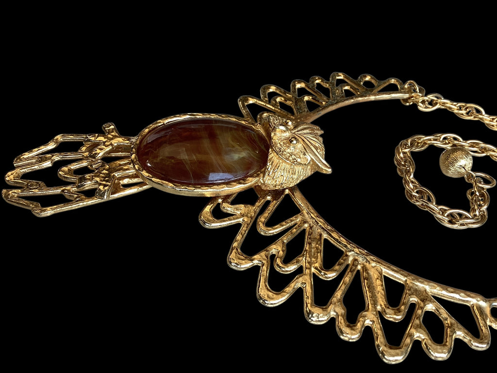 1960 Kenneth Lane Articulated Owl Necklace