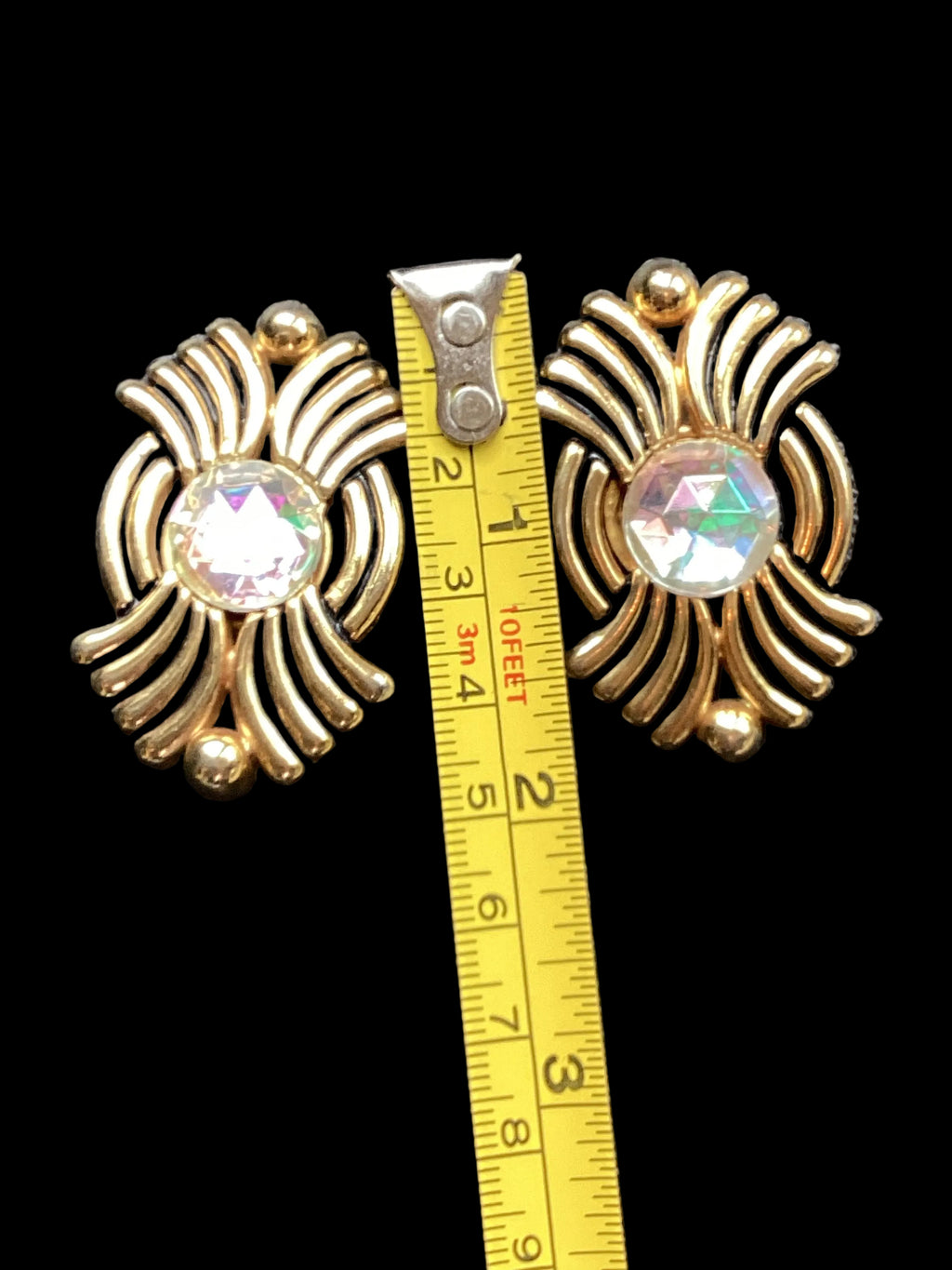 Laure de Gazaillan Paris Statement 1980’s Runway Couture Parure – Gold-Tone Double Gas-Pipe Necklace & Clip-On Earrings