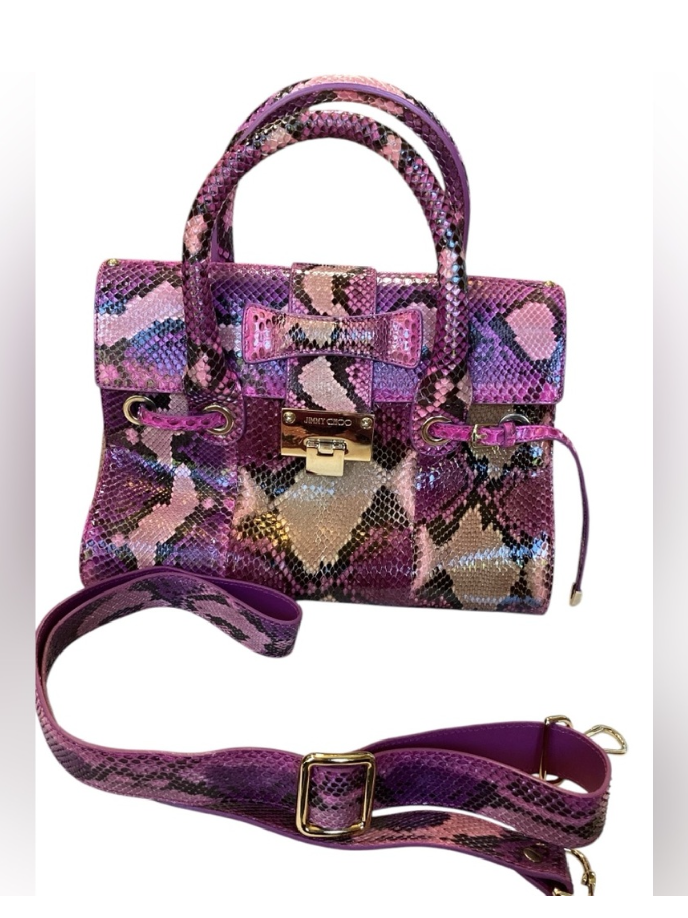 RARE COLOR Jimmy Choo Purple Python Rosalie
Convertible Satchel Bag