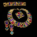 Stunning New Old Stock Vintage Trifari "Modern Mosaic" Multi-Piece Runway Parure