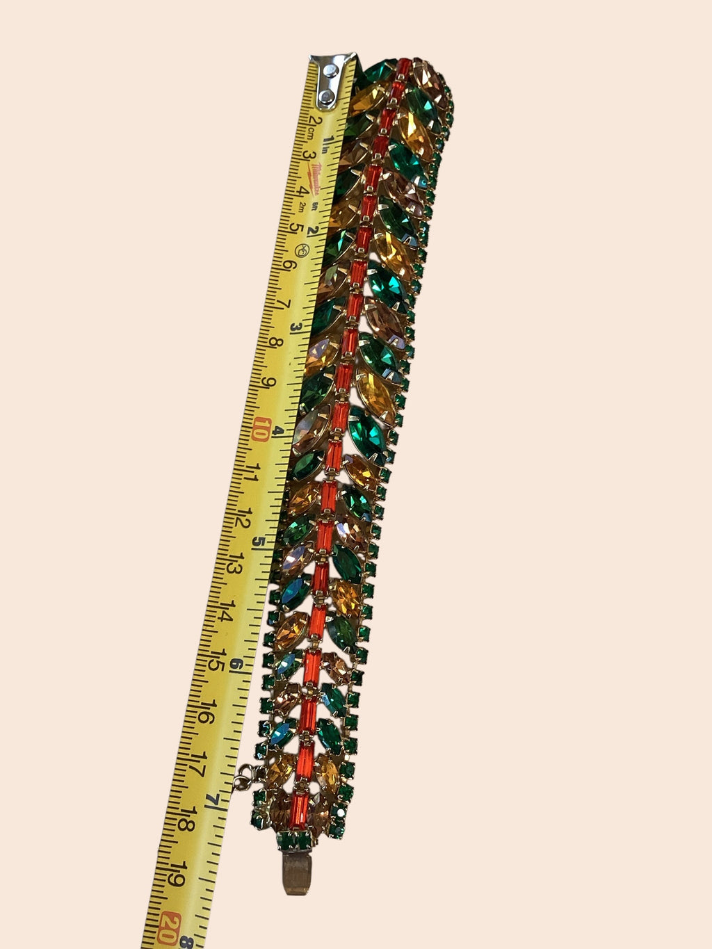 RARE Schreiner NY Emerald, Topaz,Asymmetric Ruffle Necklace,Bracelet,
Earring Demi Parure