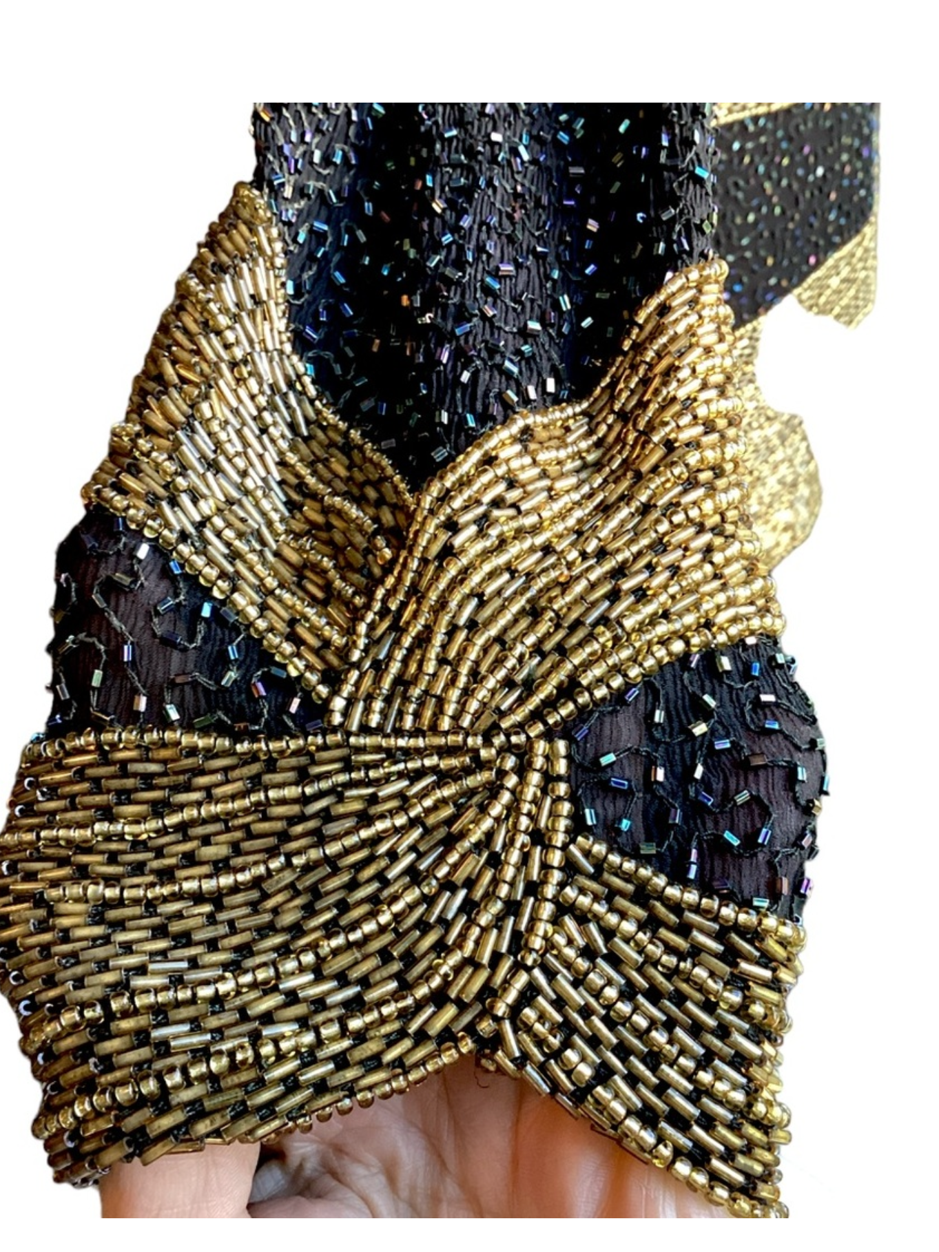 Vintage 1980's Black Silk & Gold Beaded
Cocktail Dress