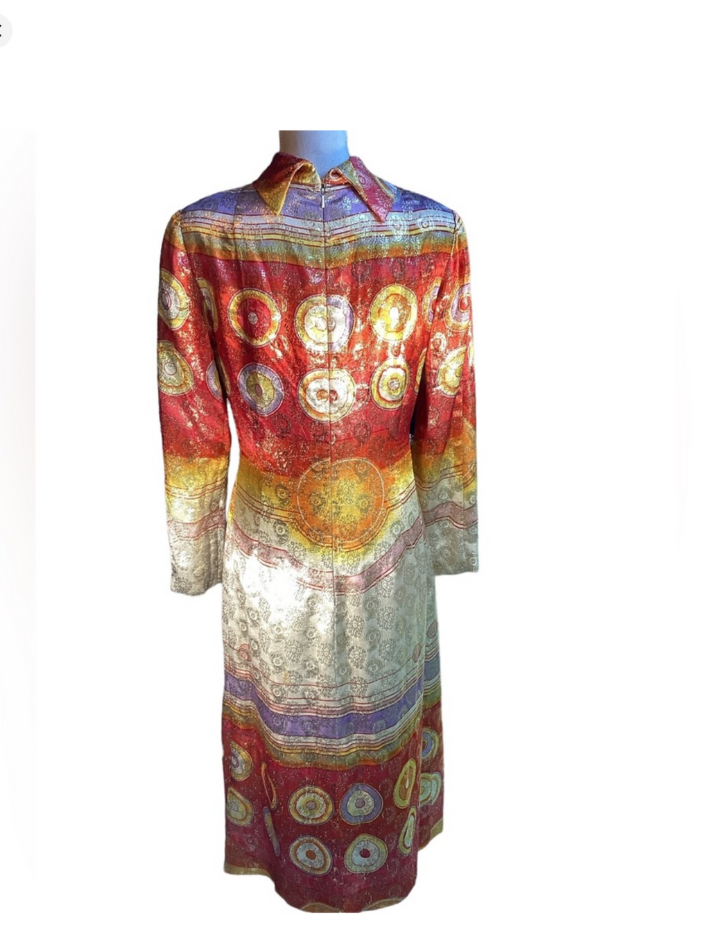 1960s Elinor Simmons for Malcolm Starr Metallic Long Sleeve Dress