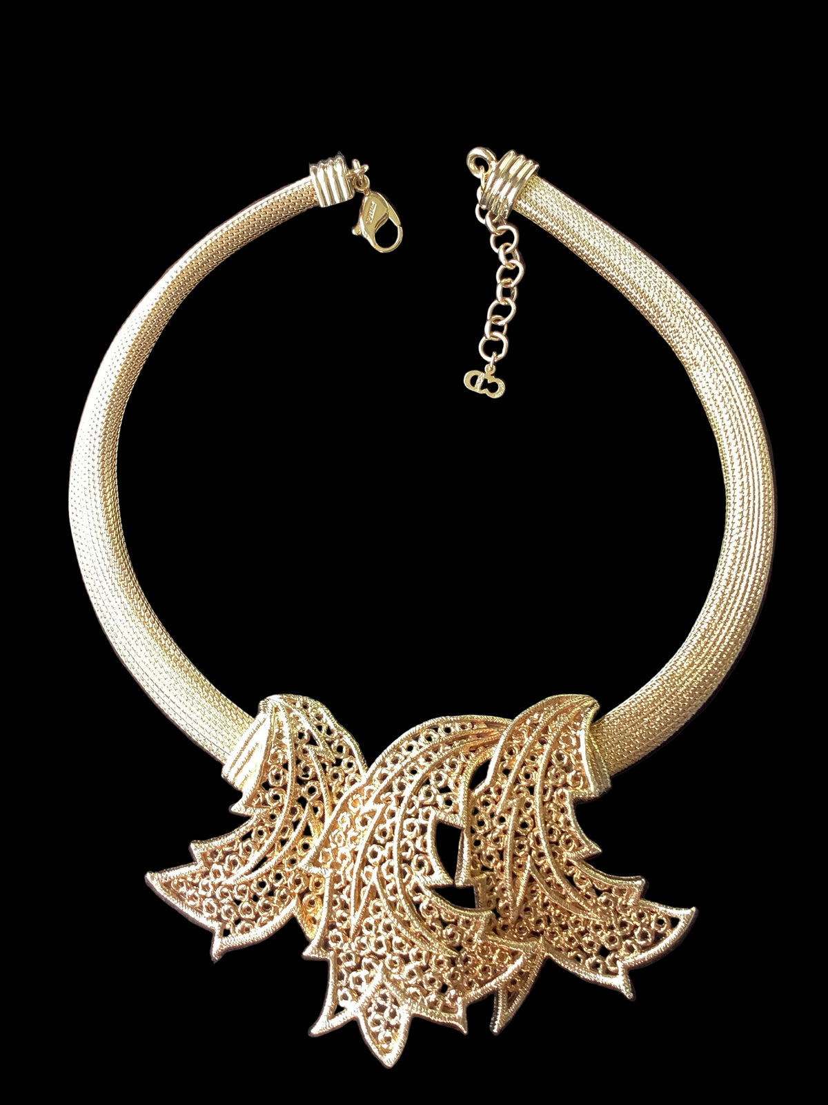 Christian Dior Henkel & Grossé Vintage Openwork Filigree Leaf Collar
Necklace & Brooch Set