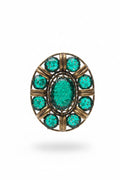 Art Deco Era Green Glass Floral Brooch/Pendant