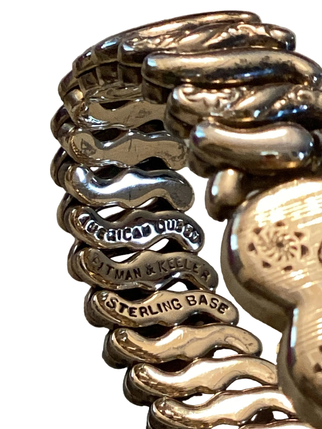 Authentic WW2 American Queen    Pitman & Keeler Sterling Base Gold Filled, Stretch Bracelet