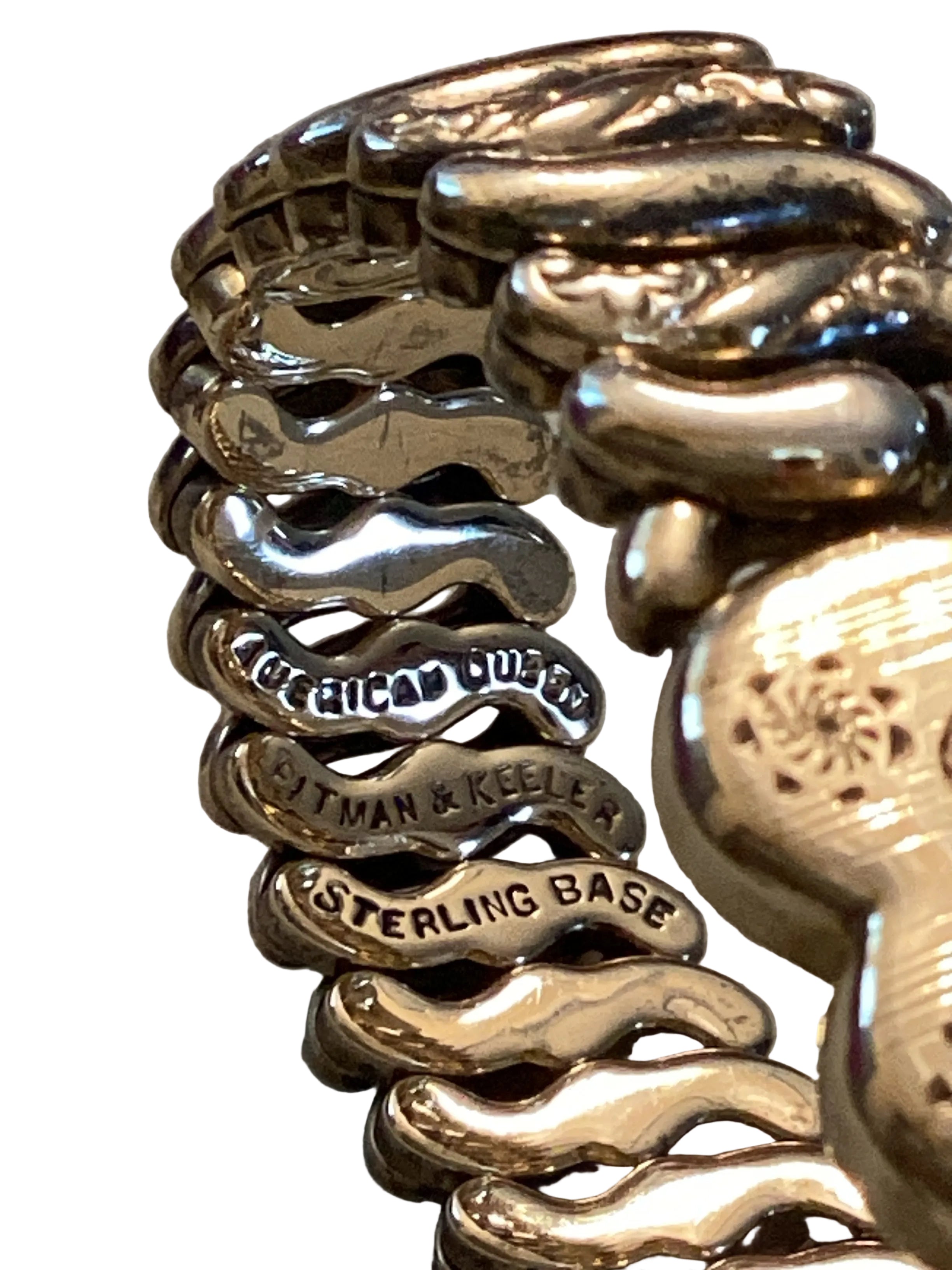 Authentic WW2 American Queen    Pitman & Keeler Sterling Base Gold Filled, Stretch Bracelet