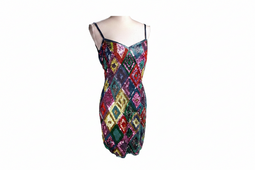 Oleg Cassini Black Tie 1992 Neiman Marcus Sequin Dress *New with Tag*
