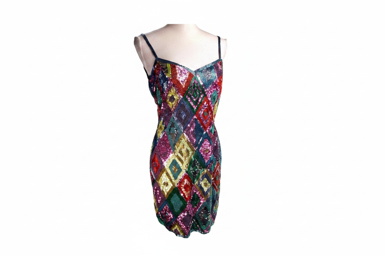 Oleg Cassini Black Tie 1992 Neiman Marcus Sequin Dress *New with Tag*