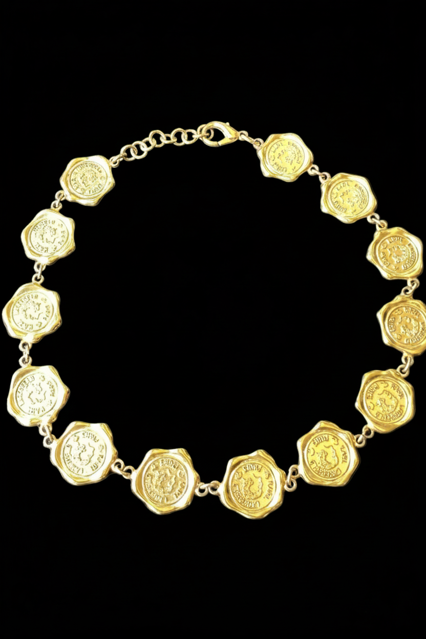 Vintage Karl Lagerfeld Wax Seal Coin
Reversible Necklace