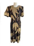 Vintage 1980’s Black & Gold Beaded Bamboo Design Cocktail Dress