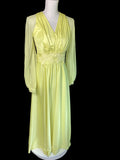 VTG 1970s Lemon Yellow Chiffon Maxi Dress