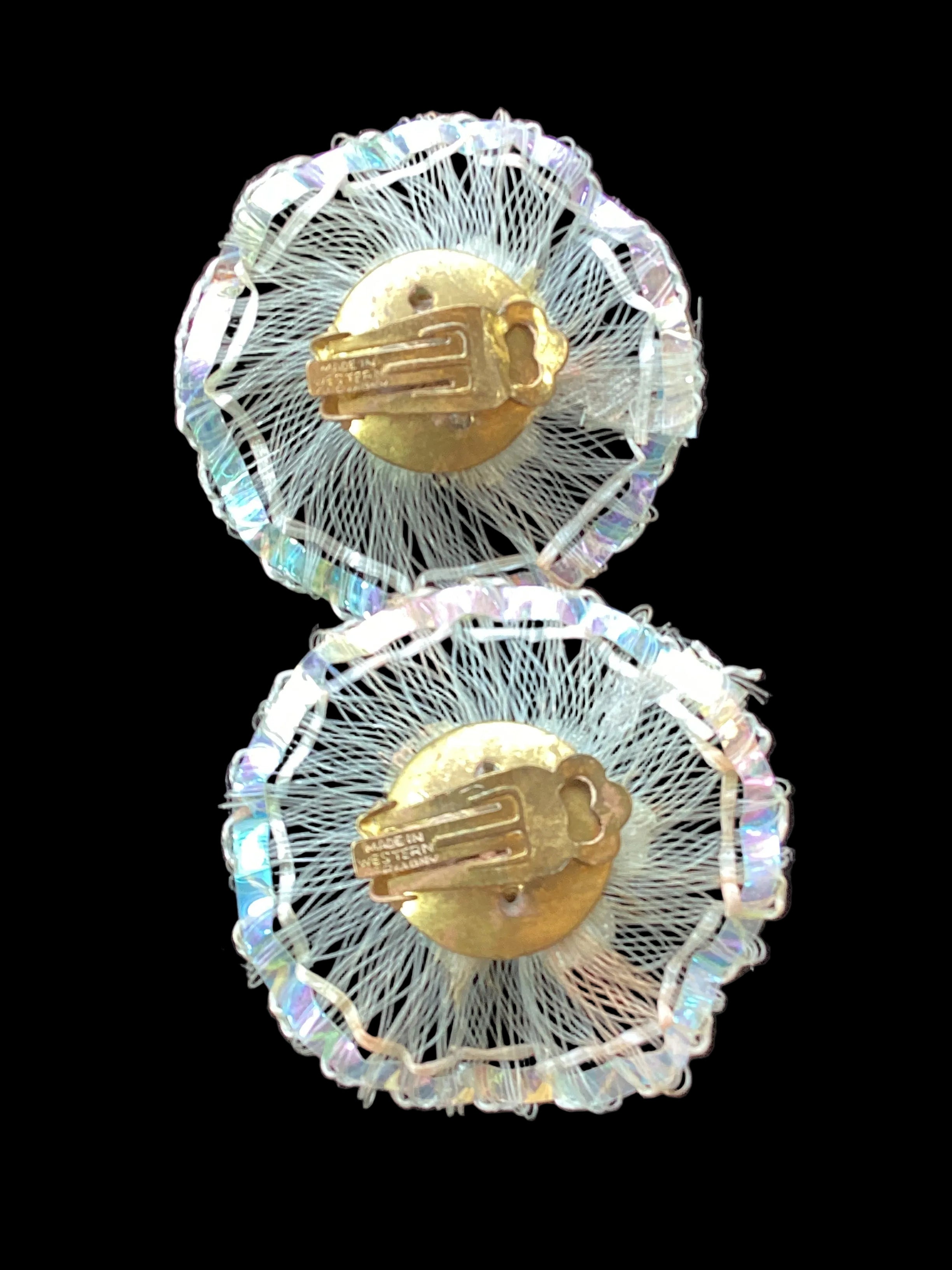 Circa 1950’s Made in Austria Bermuda Blue Rhinestone Bib Necklace & Western Germany Earrings