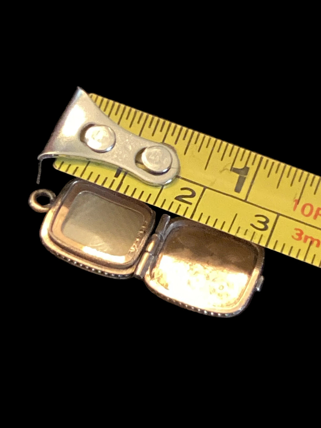 Antique SKM & Co. Gold-Filled Rounded-Square Engraved Locket with Original Celluloid Cover