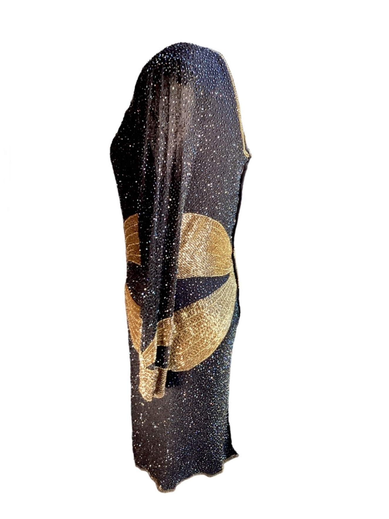 Vintage 1980's Black Silk & Gold Beaded
Cocktail Dress